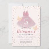 Tutu Ballerina Roze & Gouden Meisje Verjaardag Kaart (Voorkant)