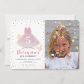 Tutu Ballerina Roze & Wit Meisje Foto Verjaardag Kaart (Voorkant)