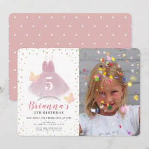 Tutu Ballerina Roze & Wit Meisje Foto Verjaardag Kaart