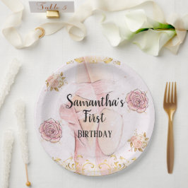 Tutu Ballerina thema Eerste Verjaardag Papier Bord