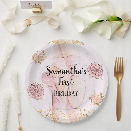Tutu Ballerina thema Eerste Verjaardag Papier Bord (Huwelijk)