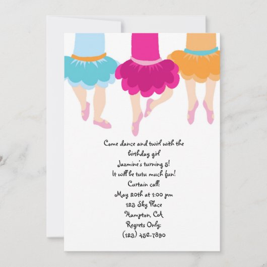 TuTu Ballet Girls Kaart (Voorkant)