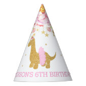 Tutu Brachiosaur Dinosaurus Roze Bloemen Verjaarda Feesthoedjes (Voorkant)