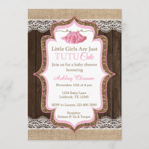 Tutu Cute Baby shower Invitation Kaart
