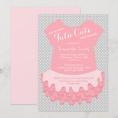 Tutu Cute Baby shower Invitation Pink and Grey Kaart (Voorkant / Achterkant)