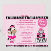 TuTu Cute Baby shower nodigt ZEBRA MEISJE mama uit Kaart (Voorkant / Achterkant)