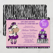 TuTu Cute Baby shower ZEBRA Lavendar Paars 085 Kaart (Voorkant / Achterkant)