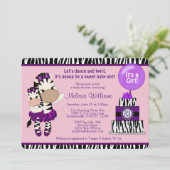 TuTu Cute Baby shower ZEBRA Lavendar Paars 085 Kaart (Staand voorkant)