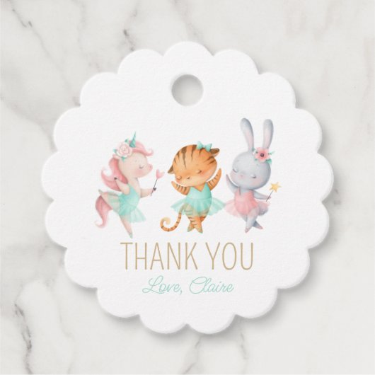 Tutu Cute Ballerina Animal Ballet Birthday Party Bedankjes Labels (Voorkant)