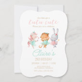 Tutu Cute Ballerina Animal Ballet Birthday Party Kaart (Voorkant)