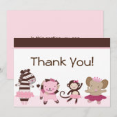 Tutu Cute/Ballerina Animals Bedankkaart (Voorkant / Achterkant)