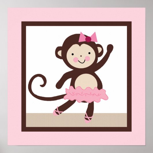 Tutu Cute/Ballerina Monkey Girl Poster Wall Art (Voorkant)