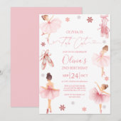 Tutu Cute Ballerina Pink Coquette Second Birthday  Kaart (Voorkant / Achterkant)