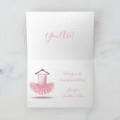 Tutu Cute Ballerina Pink Girly Birthday Kaart (Binnen)