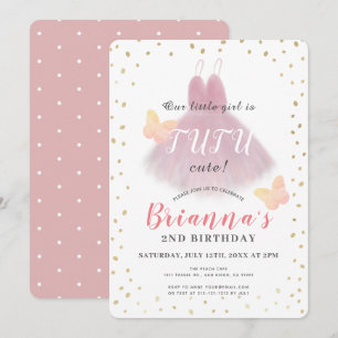 Tutu Cute Ballerina Pink & White Girl 2e verjaarda Kaart