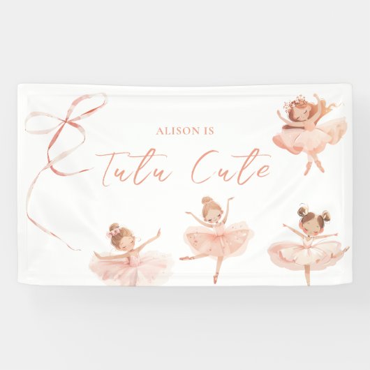 Tutu Cute Ballerina Verjaardag Spandoek (Horizontaal)