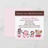 Tutu Cute Ballet Animals Baby shower Kaart (Voorkant / Achterkant)