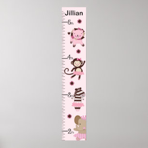 Tutu Cute Ballet Animals Growth Chart Keep at 8x44 Poster