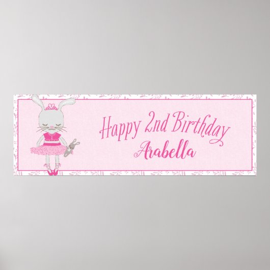 Tutu Cute Bunny Happy 2nd Birthday - Gepersonalise Poster (Voorkant)