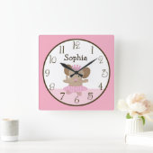 Tutu Cute/Elephant Ballerina Kind Clock Vierkante Klok (Huis)