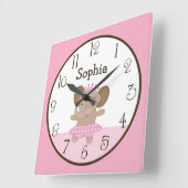 Tutu Cute/Elephant Ballerina Kind Clock Vierkante Klok (Hoek)