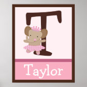 Tutu Cute Elephant Letter & Name Wall Art Poster (Voorkant)