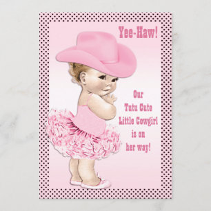 Tutu Cute Little Cowgirl Baby shower Kaart