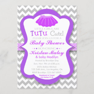 Tutu Cute Paarse Baby shower Kaart