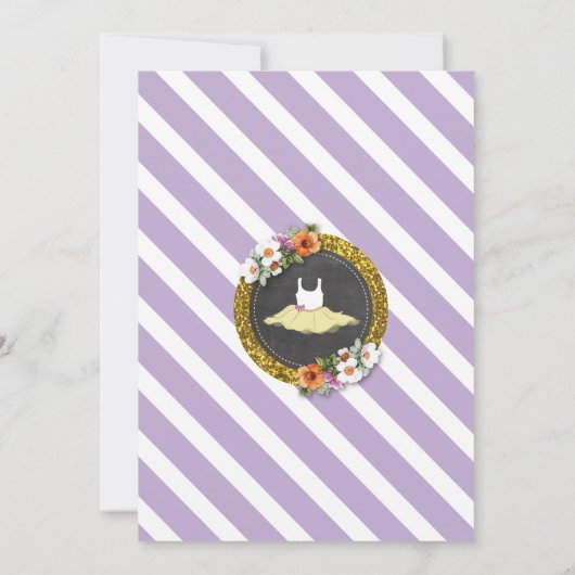 Tutu Cute Paarse Lila Ballet Baby shower nodigt ui Kaart (Achterkant)