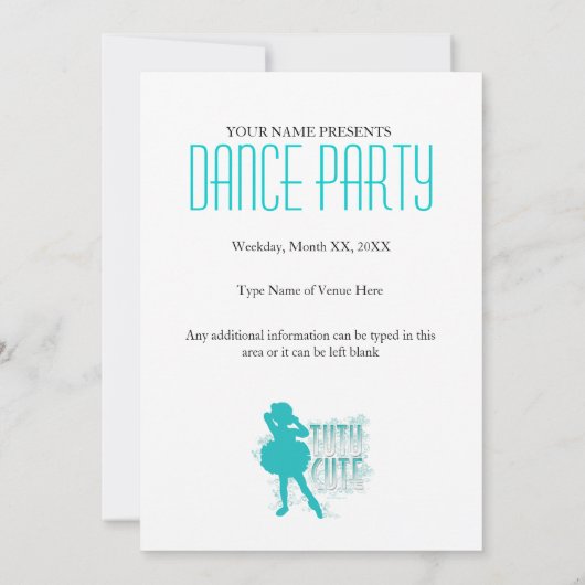 Tutu Cute Party of overw-uitnodiging Kaart (Achterkant)