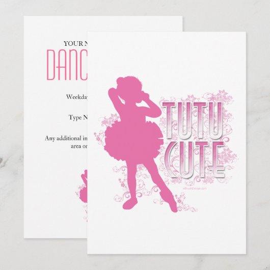 Tutu Cute Party of overw-uitnodiging Kaart (Voorkant / Achterkant)