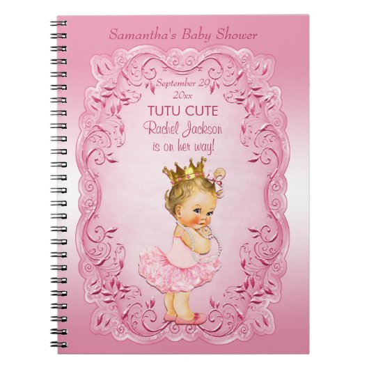 Tutu Cute Pink Princess Baby shower Guestbook Notitieboek (Voorkant)