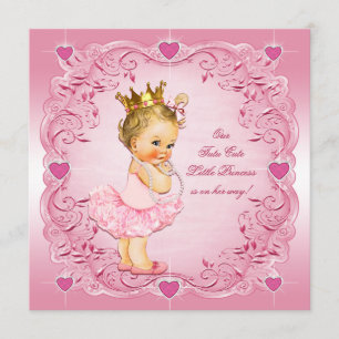 Tutu Cute Princess Love Hearts Baby shower Kaart
