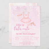 tutu cute roze ballerina waterverf uitnodiging (Voorkant / Achterkant)