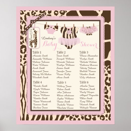 Tutu Diapers Giraffe Baby shower Poster (Voorkant)
