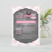 Tutu en Dot Twin Girls Baby shower Kaart (Staand voorkant)