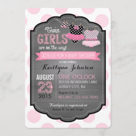 Tutu en Dot Twin Girls Baby shower Kaart