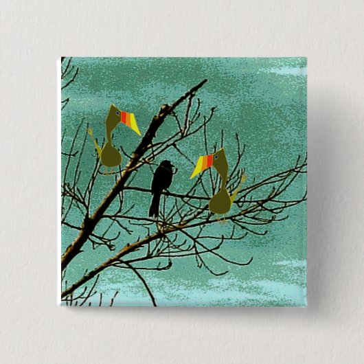Tutu en zwarte vogel vierkante button 5,1 cm (Voorkant)