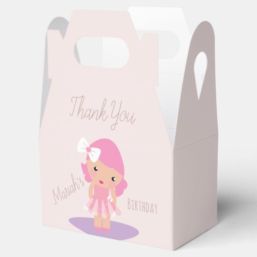 Tutu Girl's Birthday Ballerinas Pink Cartoon Bedankdoosjes (Geopend)