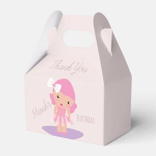 Tutu Girl's Birthday Ballerinas Pink Cartoon Bedankdoosjes (Voorkant Zijde)