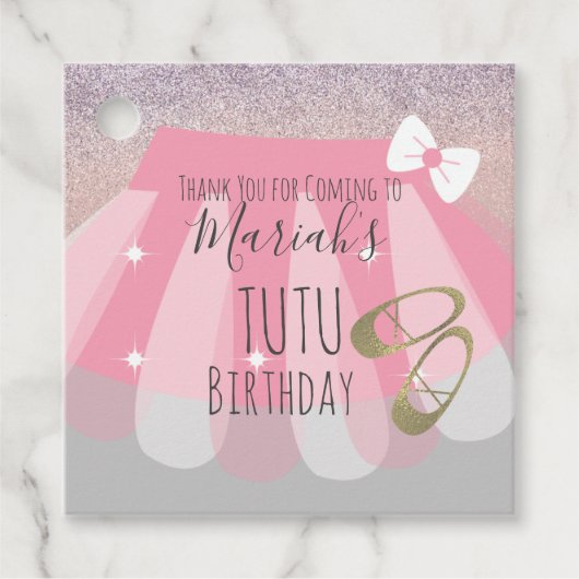 Tutu Girl's Birthday Party Pink Bedankt Bedankjes Labels (Voorkant)