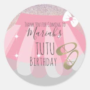 Tutu Girl's Birthday Party Pink Bedankt Ronde Sticker