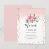 Tutu Girl's Birthday Party Pink Faux Glitter Kaart (Voorkant / Achterkant)