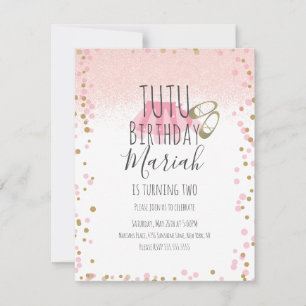 Tutu Girl's Birthday Party Pink Faux Glitter Kaart