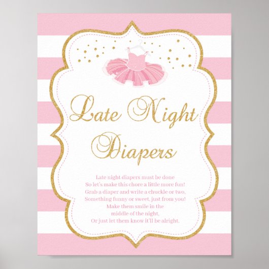 Tutu jurk baby shower laat-nachtbord poster (Voorkant)