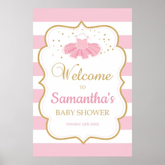 Tutu jurk baby shower welkom 24x36 poster (Voorkant)