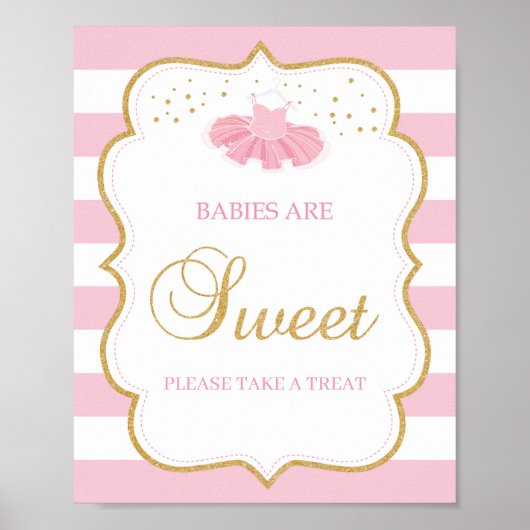 Tutu jurk baby's zijn roze roze strepen goud poster (Voorkant)