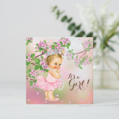 Tutu Kersenbloesem Parel Baby Shower Kaart (Staand voorkant)