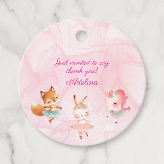 Tutu Leuke Ballerina Ballet Dieren Verjaardagsfees Bedankjes Labels (Voorkant)
