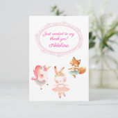 Tutu Leuke Ballerina Ballet Dieren Verjaardagsfees Bedankkaart (Staand voorkant)